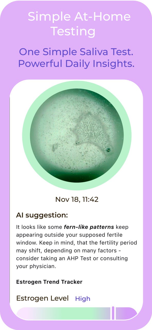 Ovul simple saliva test and AI suggestion screen