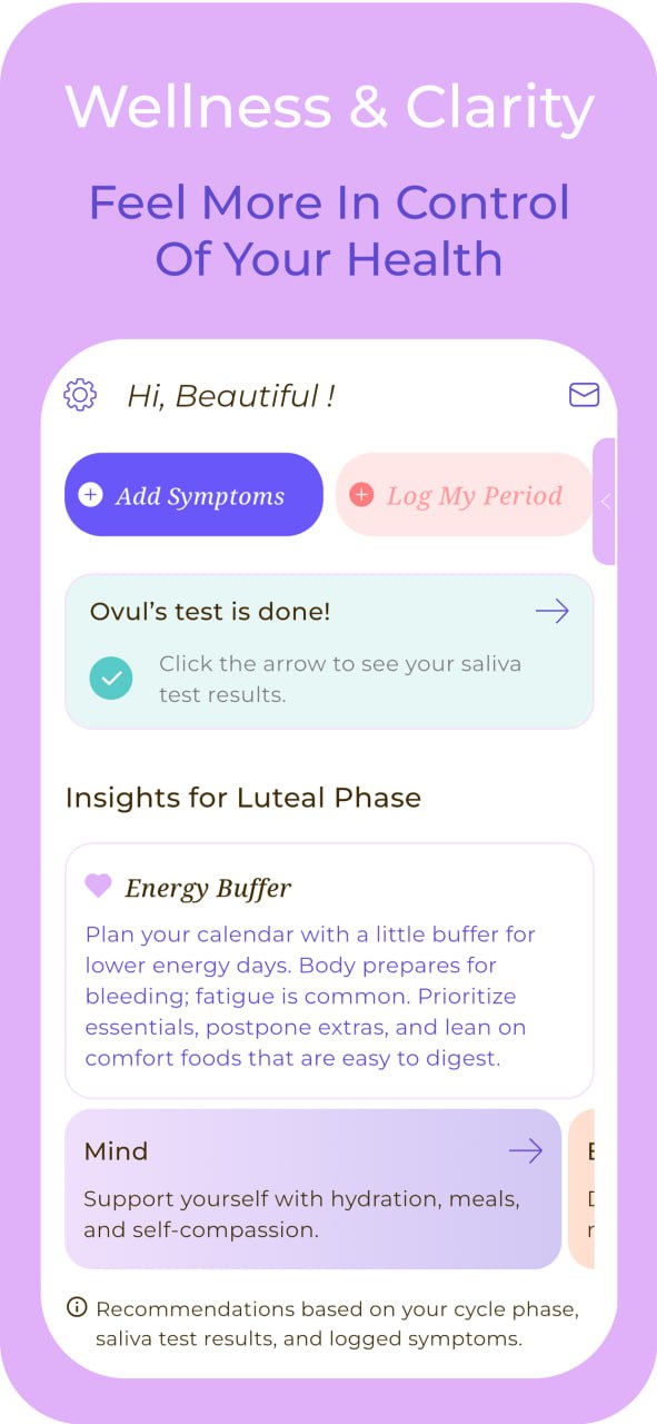 Ovul wellness and clarity insights screen
