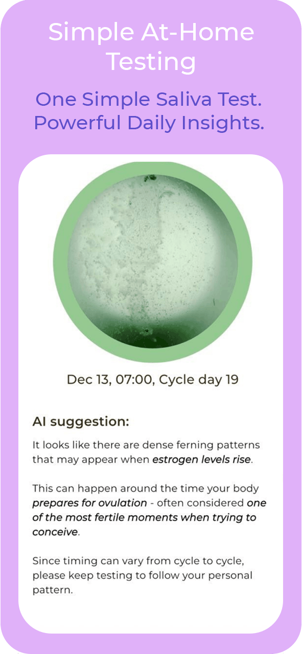 Ovul simple saliva test and AI suggestion screen